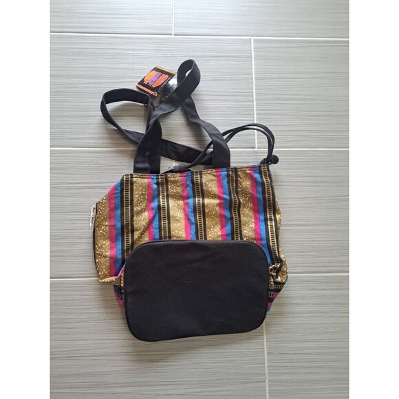 NWT Laurel Burch Cat Parrot Canvas Drawstring Tote Bag 12x14x8 Bag Charm READ - Picture 4 of 9